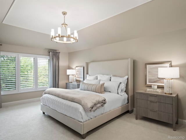 160 Darling Dr, Lake Orion, MI 48362 - bedroom with a chandelier and light colored carpet