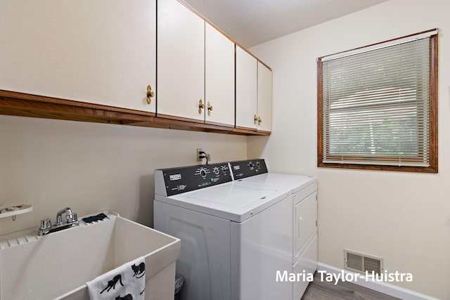 16205 Suffolk Dr, Spring Lake, MI 49456 - laundry room featuring cabinet space, independent washer and dryer, and wood finished floors