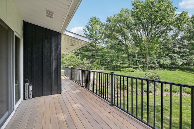 2373 Belgrade Notch St, Ann Arbor, MI 48103 - wooden deck with a lawn and view of wooded area