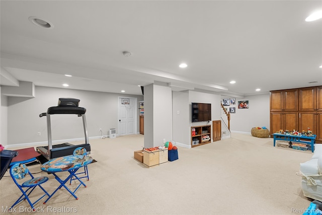 639 N Glenhurst Dr, Birmingham, MI 48009 - game room featuring recessed lighting and light colored carpet