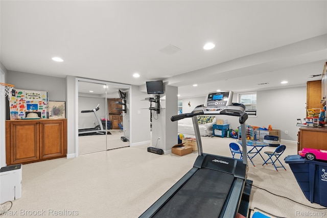 639 N Glenhurst Dr, Birmingham, MI 48009 - exercise area with carpet and recessed lighting