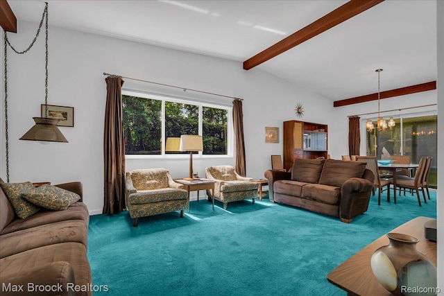 2419 Avondale St W, Sylvan Lake, MI 48320 - living room with a chandelier and carpet floors