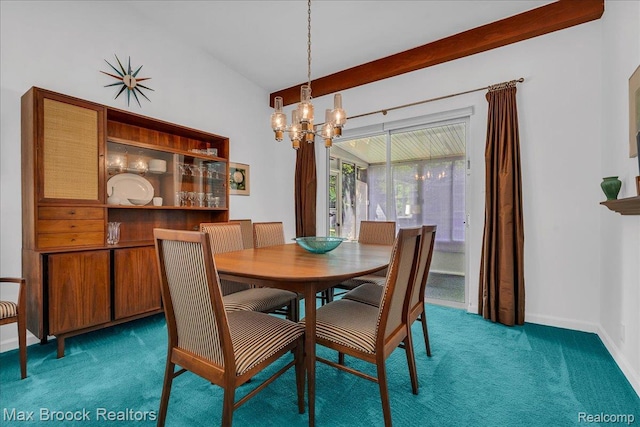 2419 Avondale St W, Sylvan Lake, MI 48320 - carpeted dining room featuring a chandelier and baseboards