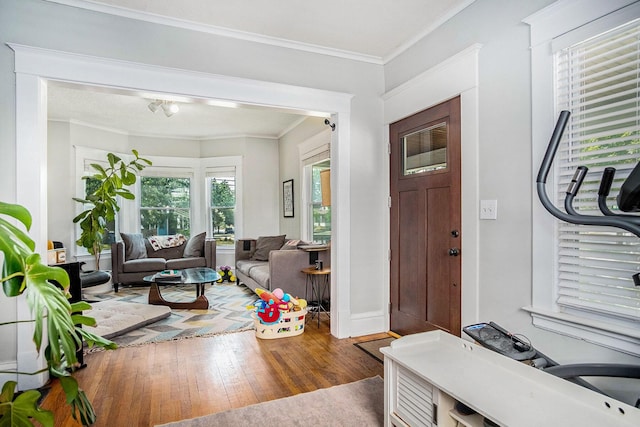 1200 Sherman St SE, Grand Rapids, MI 49506 - entryway featuring wood finished floors and crown molding