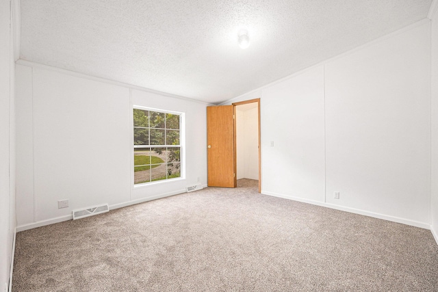 2141 S Parsons Ave, Fremont, MI 49412 - empty room featuring a textured ceiling, vaulted ceiling, and carpet floors