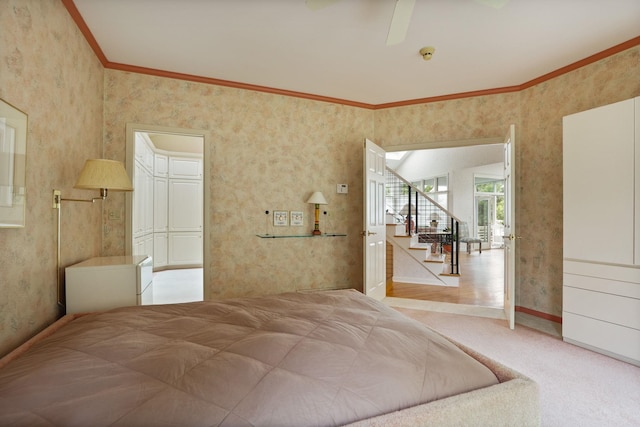 5 Mission Rdg, Frankenmuth, MI 48734 - carpeted bedroom with wallpapered walls and ornamental molding