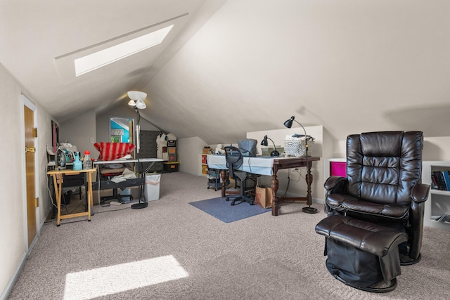 69291 Brush Trl, Niles, MI 49120 - carpeted office featuring a skylight and lofted ceiling