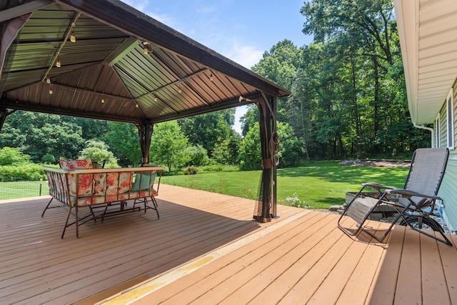 69291 Brush Trl, Niles, MI 49120 - wooden terrace featuring a gazebo and a yard