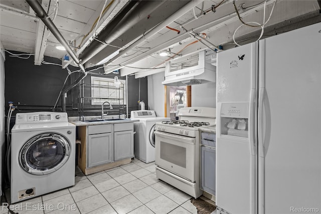 212 La Plaza Ct, Royal Oak, MI 48073 - kitchen with white appliances, washer / clothes dryer, light countertops, and light tile patterned floors