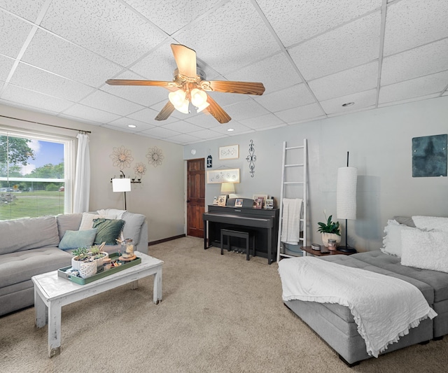 278 E Southern Rd, Coldwater, MI 49036 - carpeted bedroom featuring a drop ceiling and a ceiling fan