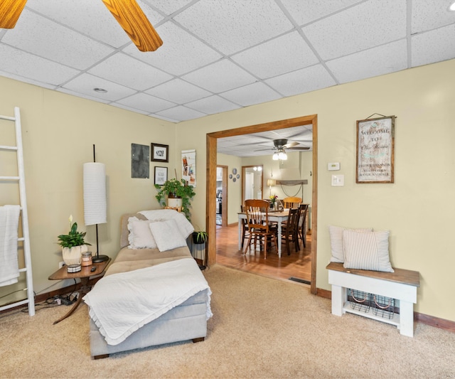 278 E Southern Rd, Coldwater, MI 49036 - carpeted living area with a paneled ceiling and ceiling fan