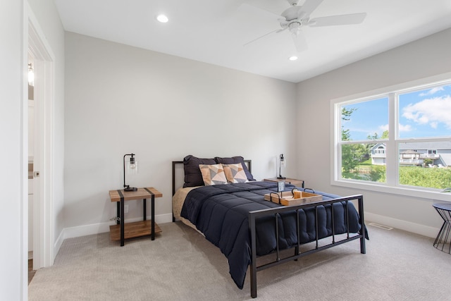 1519 Eagle Shore Ct, Hudsonville, MI 49426 - bedroom featuring light colored carpet, recessed lighting, and a ceiling fan