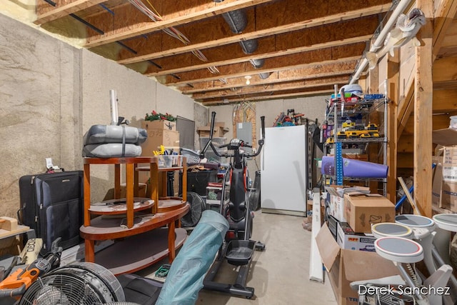 5845 Nile Dr SW, Wyoming, MI 49418 - unfinished basement featuring freestanding refrigerator