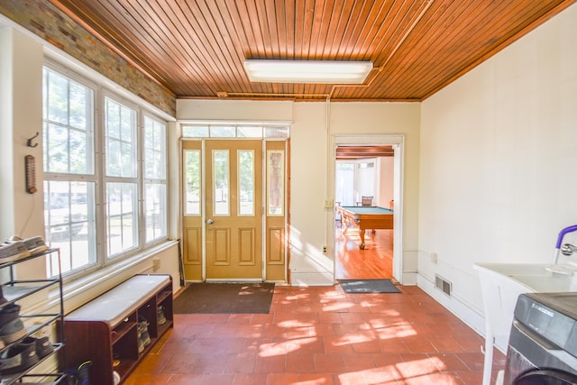 500 W Chicago St, Coldwater, MI 49036 - entryway with wooden ceiling, healthy amount of natural light, washer / clothes dryer, and billiards table