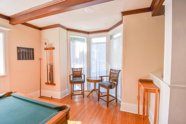 500 W Chicago St, Coldwater, MI 49036 - recreation room featuring light wood-style flooring, billiards, and crown molding