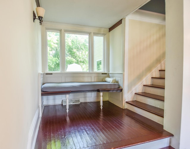 500 W Chicago St, Coldwater, MI 49036 - sitting room with wood-type flooring, crown molding, plenty of natural light, and stairway