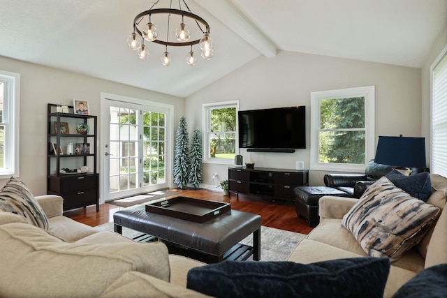 516 Zehnder Dr, Frankenmuth, MI 48734 - living room with wood finished floors, healthy amount of natural light, and a chandelier