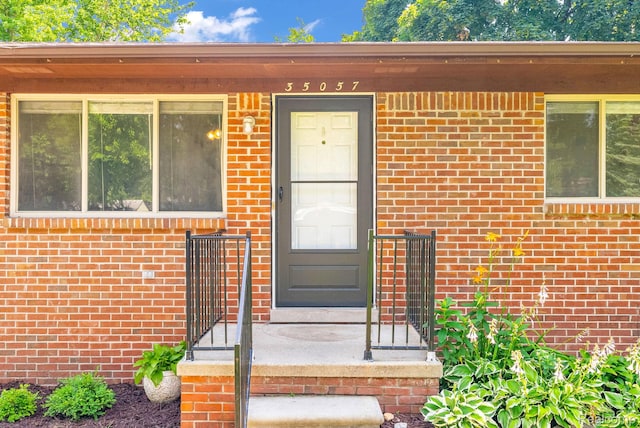 35057 Markey St, Westland, MI 48186 - property entrance featuring brick siding