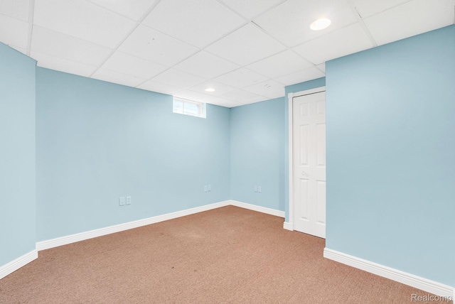 35057 Markey St, Westland, MI 48186 - below grade area with carpet floors, a paneled ceiling, and recessed lighting