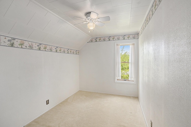 7035 W Filmore Rd, Mears, MI 49436 - bonus room featuring a ceiling fan, light carpet, and lofted ceiling