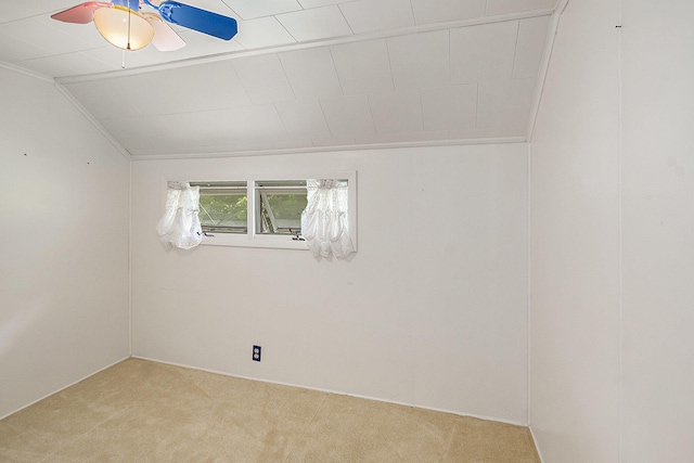 7035 W Filmore Rd, Mears, MI 49436 - empty room with light carpet, ceiling fan, and lofted ceiling