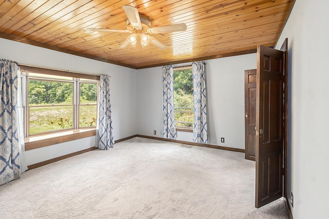 7035 W Filmore Rd, Mears, MI 49436 - carpeted empty room with healthy amount of natural light, ceiling fan, and wood ceiling