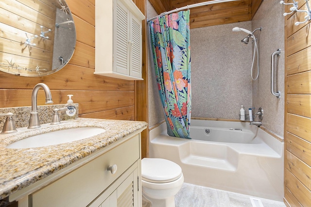7035 W Filmore Rd, Mears, MI 49436 - bathroom with shower / bath combo with shower curtain and vanity