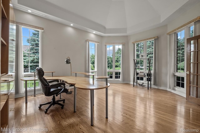 519 Hawksmoore Dr, Clarkston, MI 48348 - office space with wood finished floors, recessed lighting, and a raised ceiling