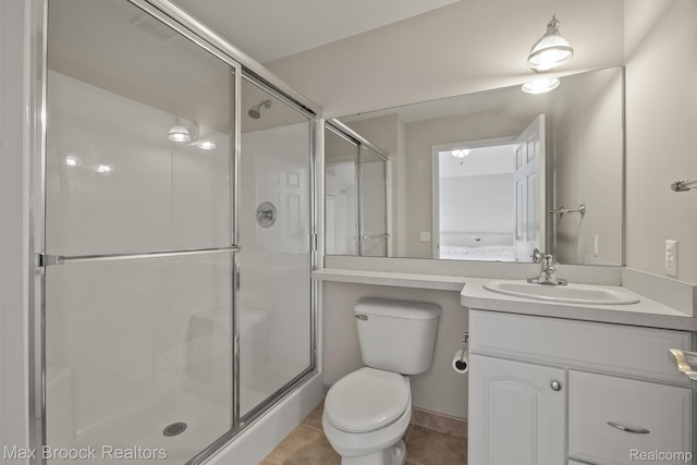 519 Hawksmoore Dr, Clarkston, MI 48348 - bathroom with vanity, a stall shower, tile patterned floors, and ensuite bath