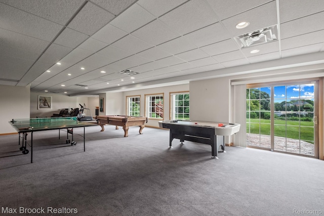 519 Hawksmoore Dr, Clarkston, MI 48348 - recreation room featuring pool table, carpet floors, and recessed lighting