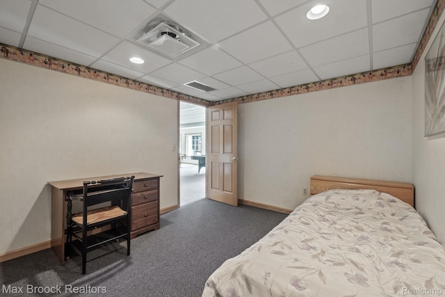519 Hawksmoore Dr, Clarkston, MI 48348 - bedroom featuring a paneled ceiling and dark colored carpet