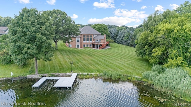 519 Hawksmoore Dr, Clarkston, MI 48348 - dock area with a water view and a yard