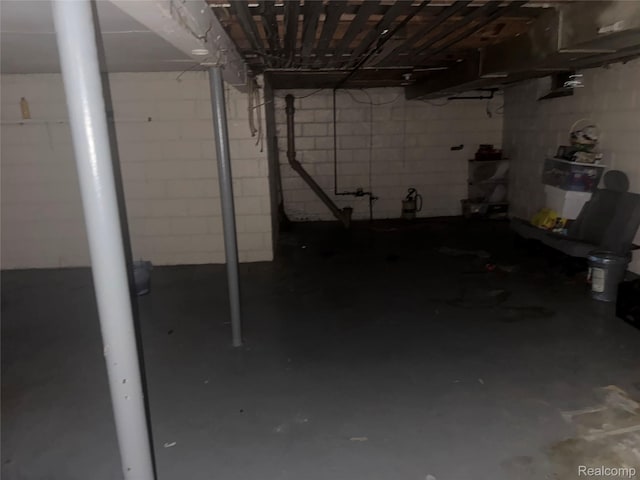 17416 Bentler St, Detroit, MI 48219 - unfinished basement featuring concrete block wall