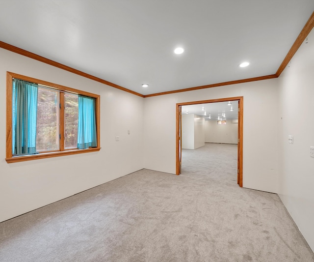 2418 Meadowridge Ct, Ann Arbor, MI 48105 - unfurnished room with light carpet, recessed lighting, and ornamental molding