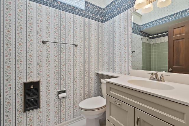 1130 W G Ave, Kalamazoo, MI 49009 - full bath with vanity, wallpapered walls, and a shower