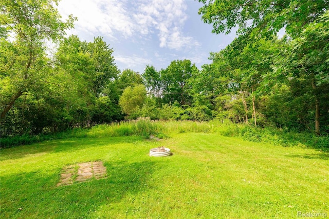 8614 Lake Rd, Grosse Ile, MI 48138 - view of green lawn with an outdoor fire pit