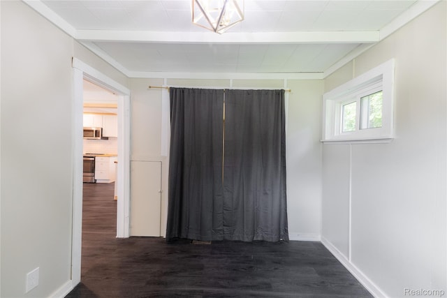 8614 Lake Rd, Grosse Ile, MI 48138 - unfurnished bedroom with wood finished floors and beamed ceiling