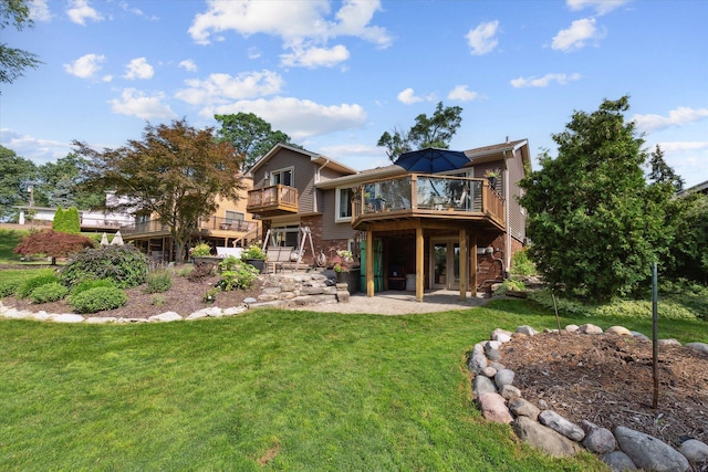 1393 Shankin Dr, Walled Lake, MI 48390 - back of property with a yard, a deck, stairway, and a patio area