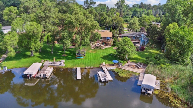 1393 Shankin Dr, Walled Lake, MI 48390 - aerial view of property and surrounding area featuring a nearby body of water and a heavily wooded area