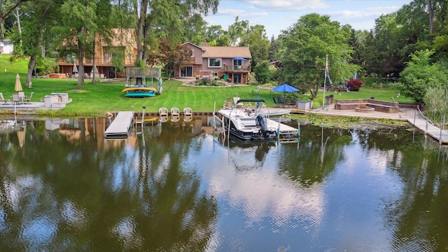 1393 Shankin Dr, Walled Lake, MI 48390 - dock featuring a water view and a yard