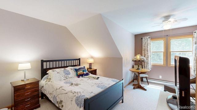 3733 N Hoover Ave, Gladwin, MI 48624 - carpeted bedroom with lofted ceiling and baseboard heating