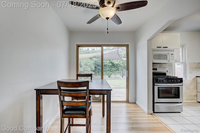 923 E 4th St, Royal Oak, MI 48067 - dining space featuring ceiling fan and light wood finished floors