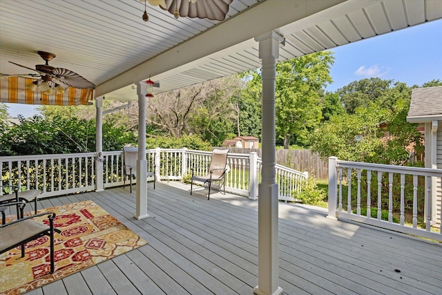 11 Geiger Ave, Battle Creek, MI 49037 - wooden terrace featuring a ceiling fan