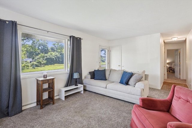 11 Geiger Ave, Battle Creek, MI 49037 - living room with carpet floors and baseboard heating