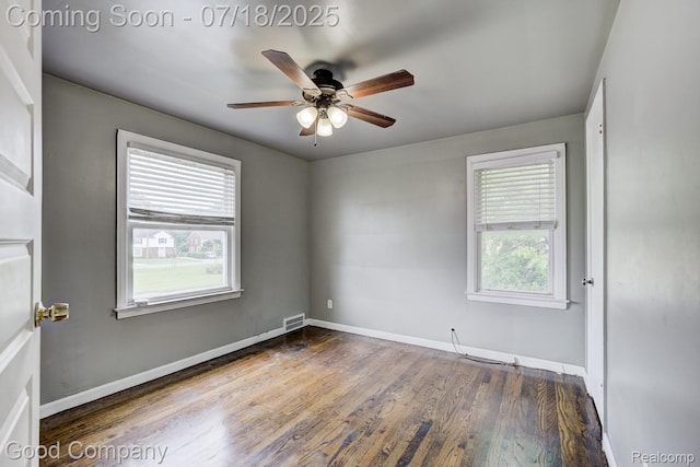 21797 Moross Rd, Grosse Pointe, MI 48236 - unfurnished room featuring plenty of natural light, wood finished floors, and ceiling fan