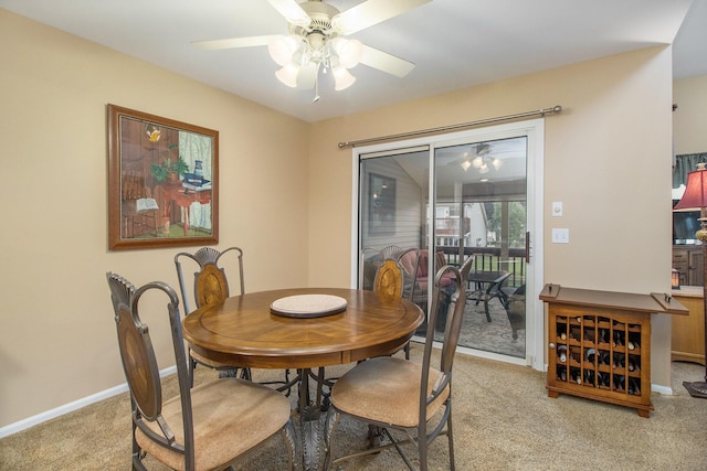 3542 Kirkaldy Cir, Portage, MI 49024 - dining space with light colored carpet and a ceiling fan