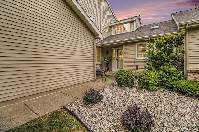 3542 Kirkaldy Cir, Portage, MI 49024 - exterior space with a patio area and a shingled roof