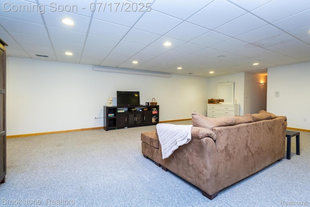 8808 Big Lake Rd, Clarkston, MI 48346 - living area featuring carpet flooring, recessed lighting, and a drop ceiling