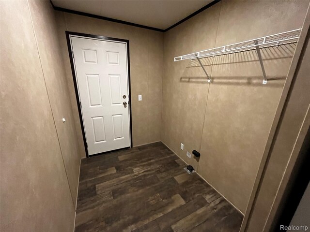 8499 LOT214 E M 71, Durand, MI 48429 - washroom featuring dark wood finished floors and crown molding