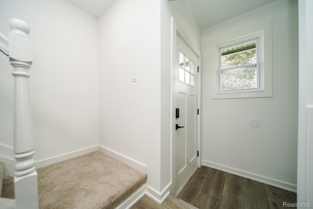 45293 Heatherwoode Ln, Macomb, MI 48044 - entryway featuring baseboards and dark wood-type flooring